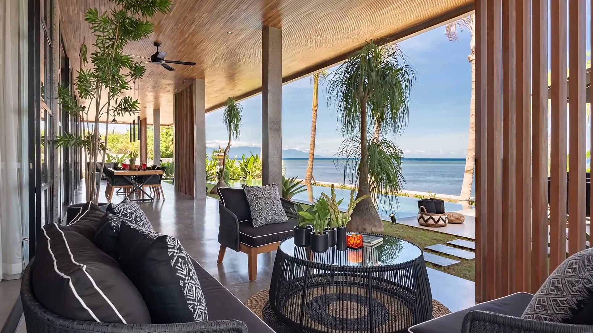 The Beach Estate terrace opening to the sea