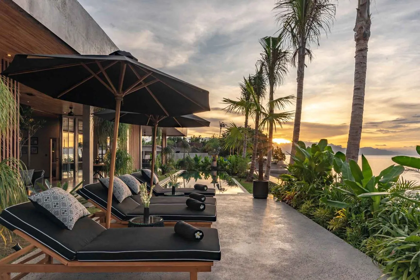 Sun loungers at golden hour